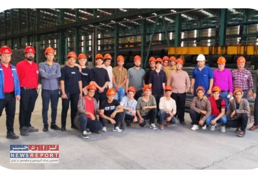 بازدید علمی هنرجویان هنرستان فنی شهید باهنر از کارخانه تولید میلگرد و کلاف مجتمع فولاد بافق